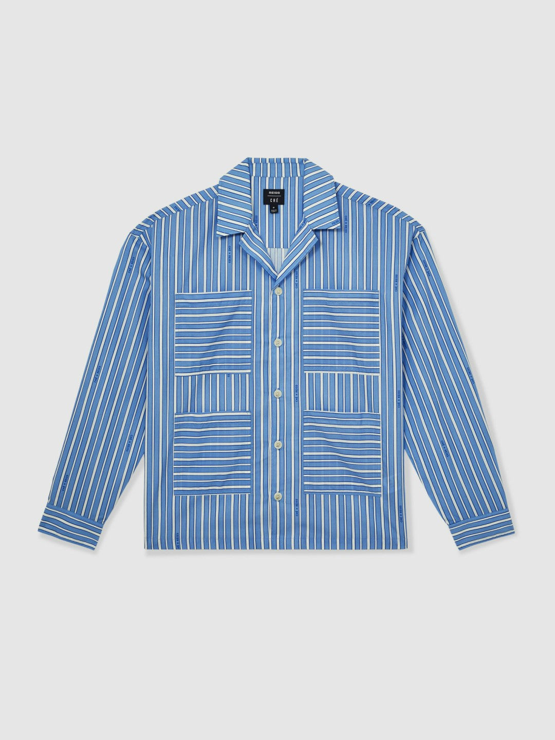 | Ché Poplin Stripe Pocket Shirt in Bright Blue/White | Reiss Men Best Seller