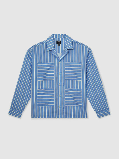 | Ché Poplin Stripe Pocket Shirt in Bright Blue/White | Reiss Men Best Seller