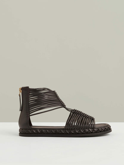 Leather Gladiator Sandals in Chocolate | Reiss Women Featured