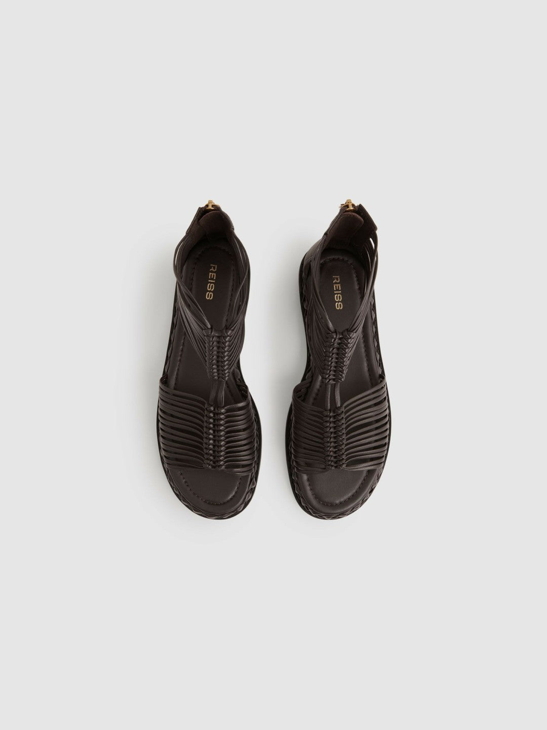 Leather Gladiator Sandals in Chocolate | Reiss Women Featured