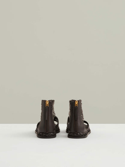 Leather Gladiator Sandals in Chocolate | Reiss Women Featured