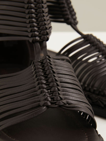 Leather Gladiator Sandals in Chocolate | Reiss Women Featured