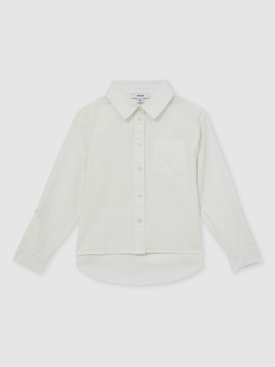13-14 yrs Linen Roll-Cuff Shirt in Ivory | Reiss Children & Baby New