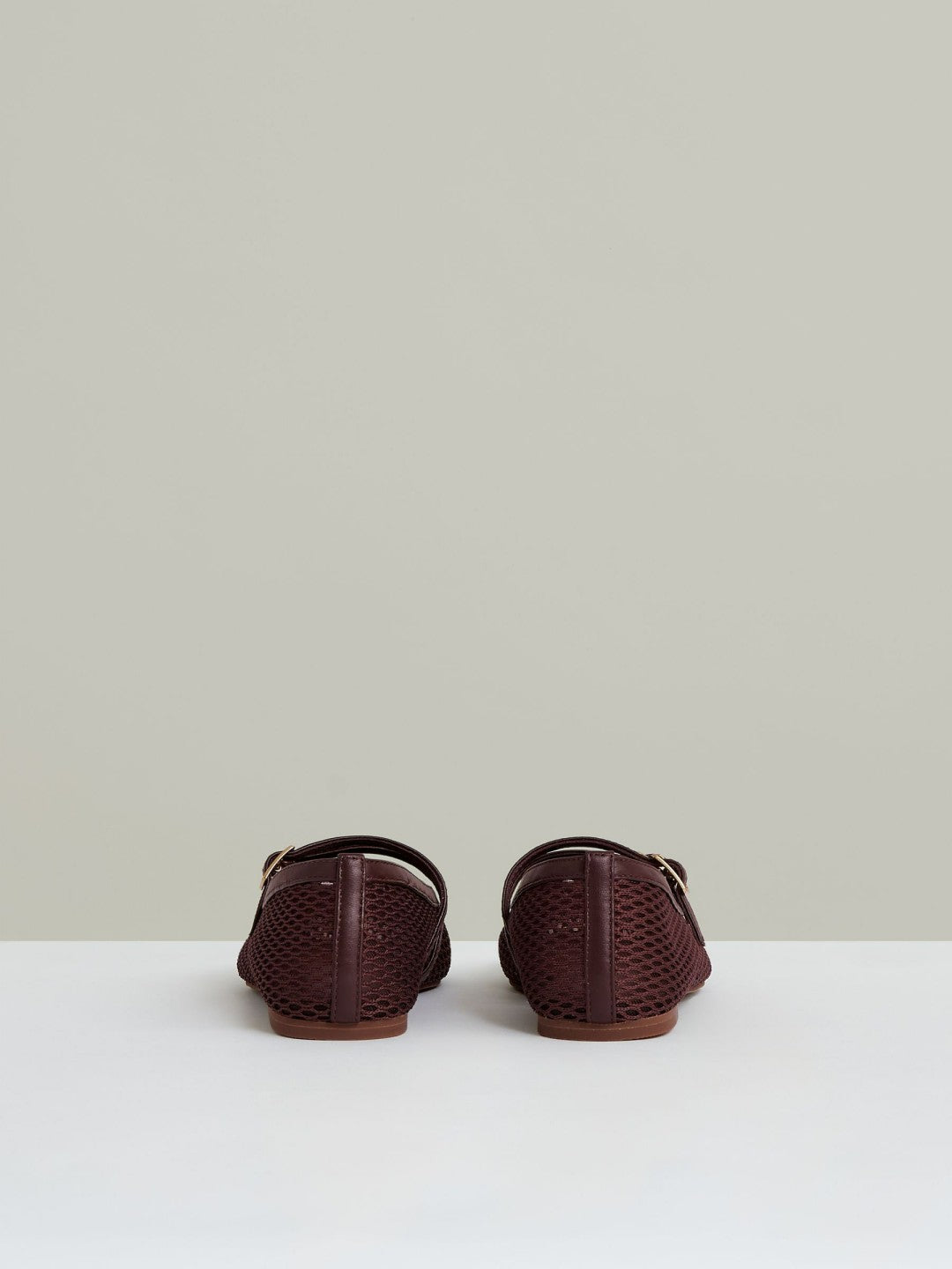 Mesh Double-Strap Ballet Flats in Oxblood | Reiss Women Exclusive