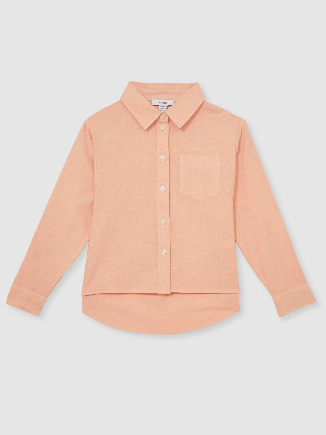 9-13 yrs Linen Roll-Cuff Shirt in Peach | Reiss Children & Baby Exclusive