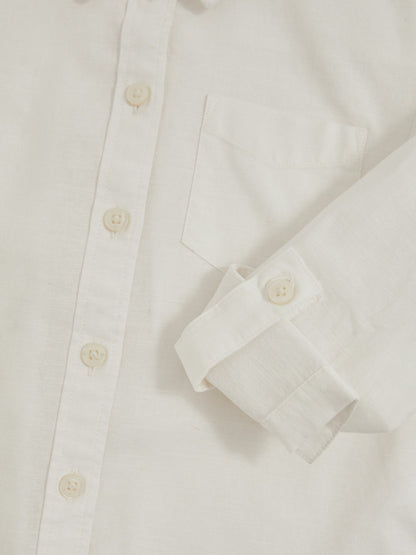 9-13 yrs Linen Roll-Cuff Shirt in Ivory | Reiss Children & Baby Signature