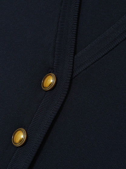 Knitted Button Through Vest in Navy | Reiss Women Premium