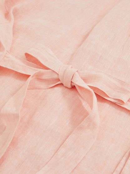Linen Tie-Back Shirt in Pale Pink | Reiss Women New