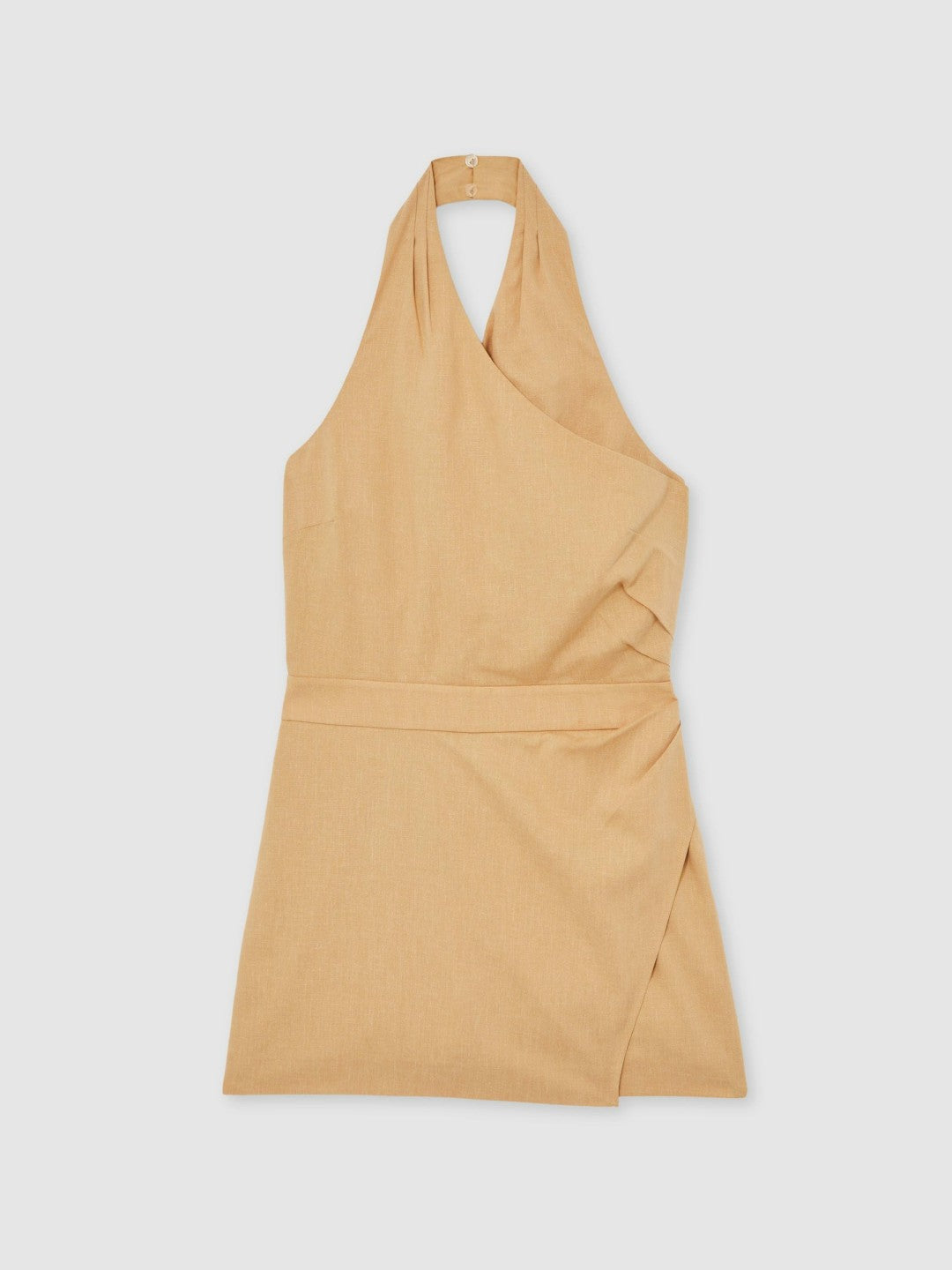 Lyocell Cotton Halter Skort Playsuit in Camel | Reiss Women Recommended