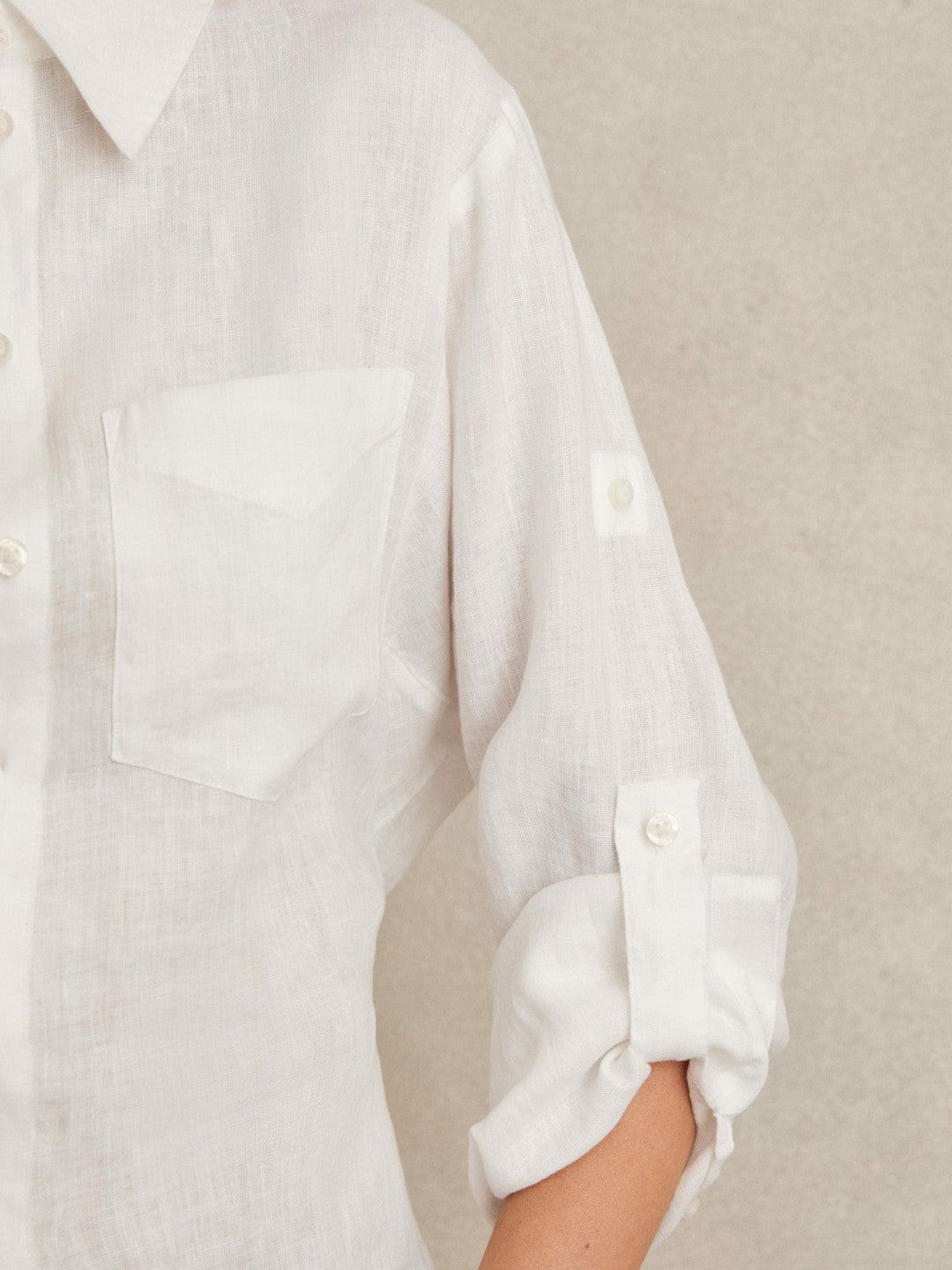 Linen Tie-Back Shirt in White | Reiss Women Signature