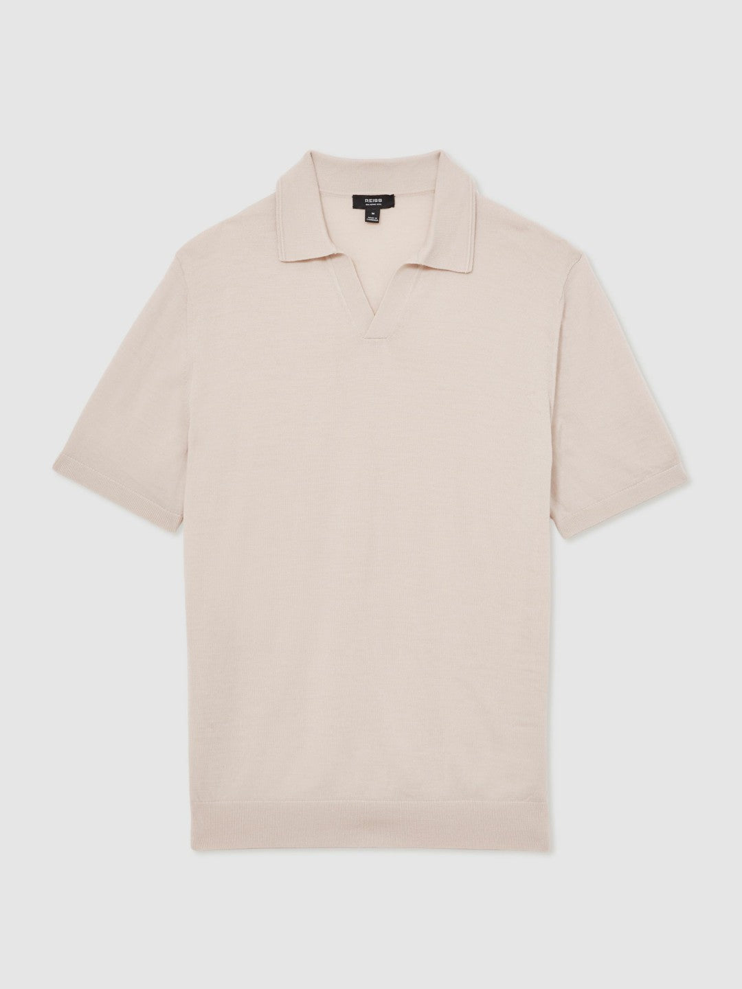 Merino Wool Open Collar Polo Shirt in Beige | Reiss Men Best Seller