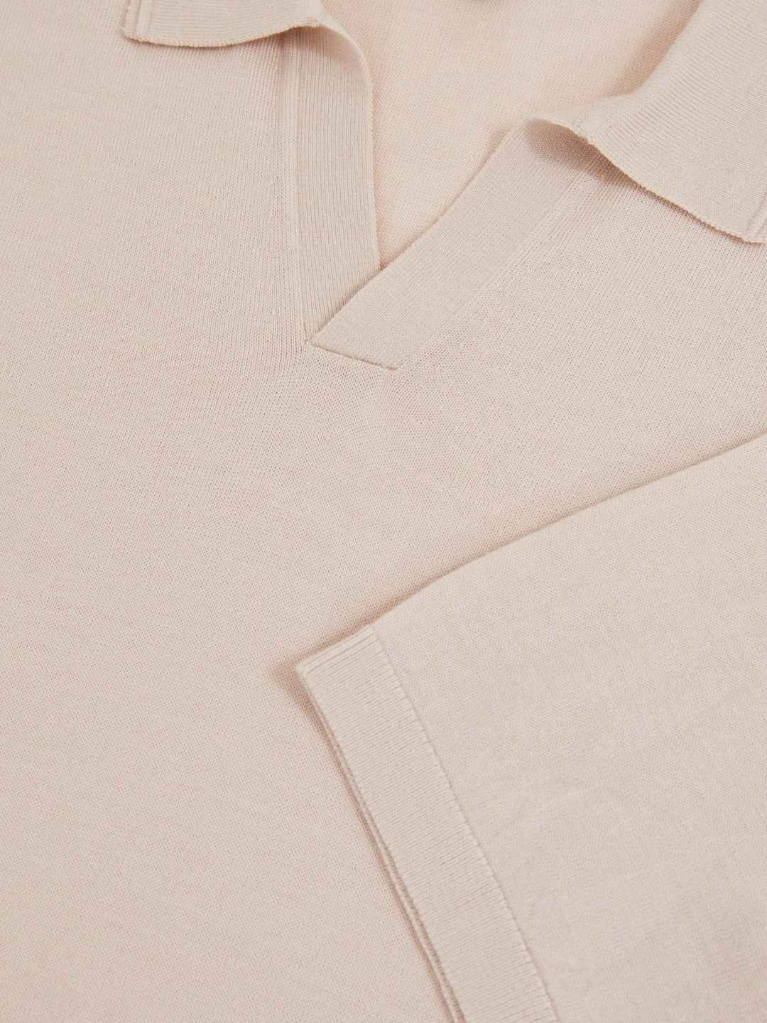 Merino Wool Open Collar Polo Shirt in Beige | Reiss Men Best Seller