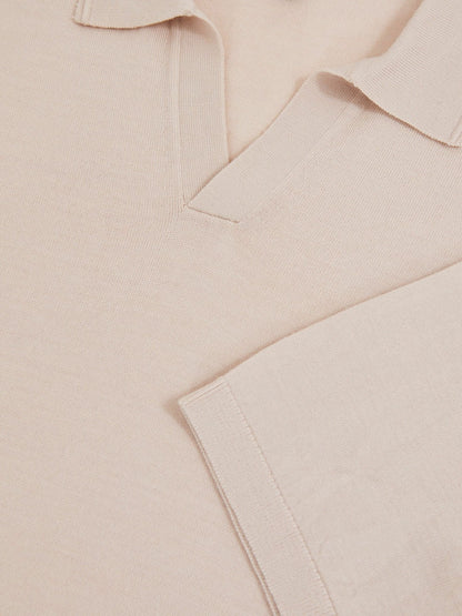 Merino Wool Open Collar Polo Shirt in Beige | Reiss Men Best Seller
