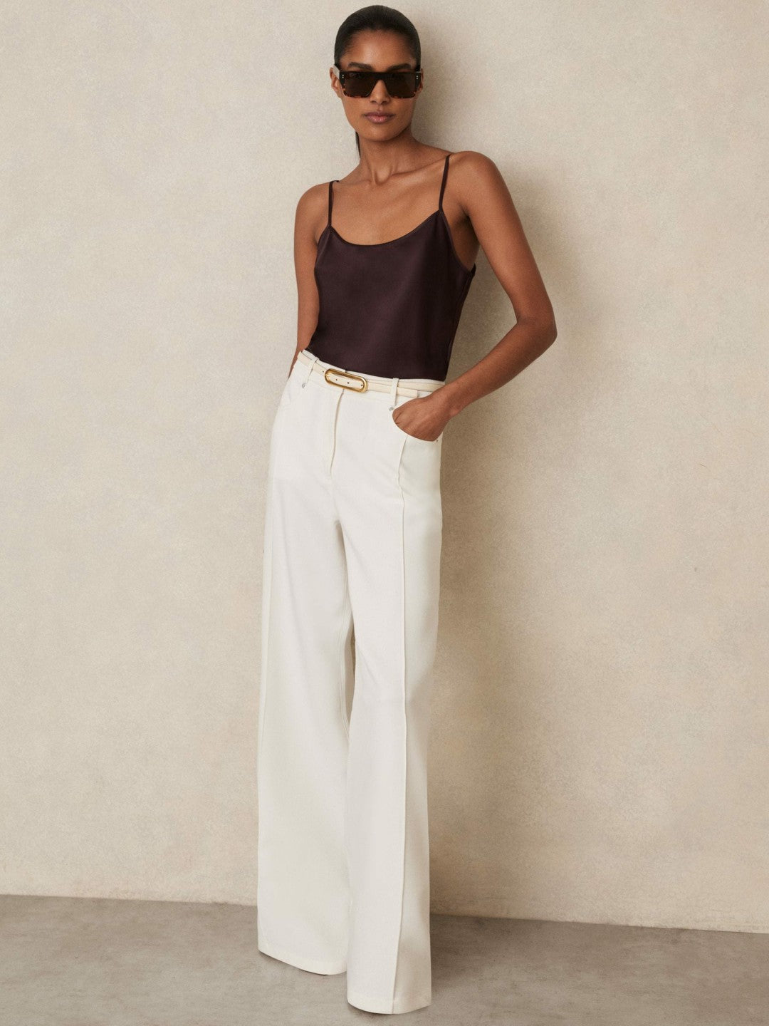 Silk Cami Top in Burgundy | Reiss Women New