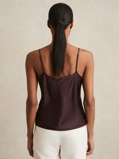 Silk Cami Top in Burgundy | Reiss Women New