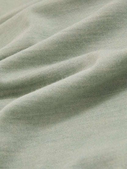 Merino Wool Open Collar Polo Shirt in Sage Green Melange | Reiss Men Trending