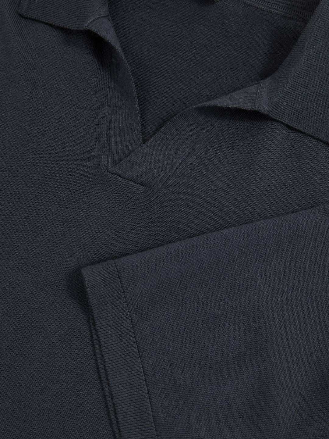 Merino Wool Open Collar Polo Shirt in Midnight Navy | Reiss Men Trending