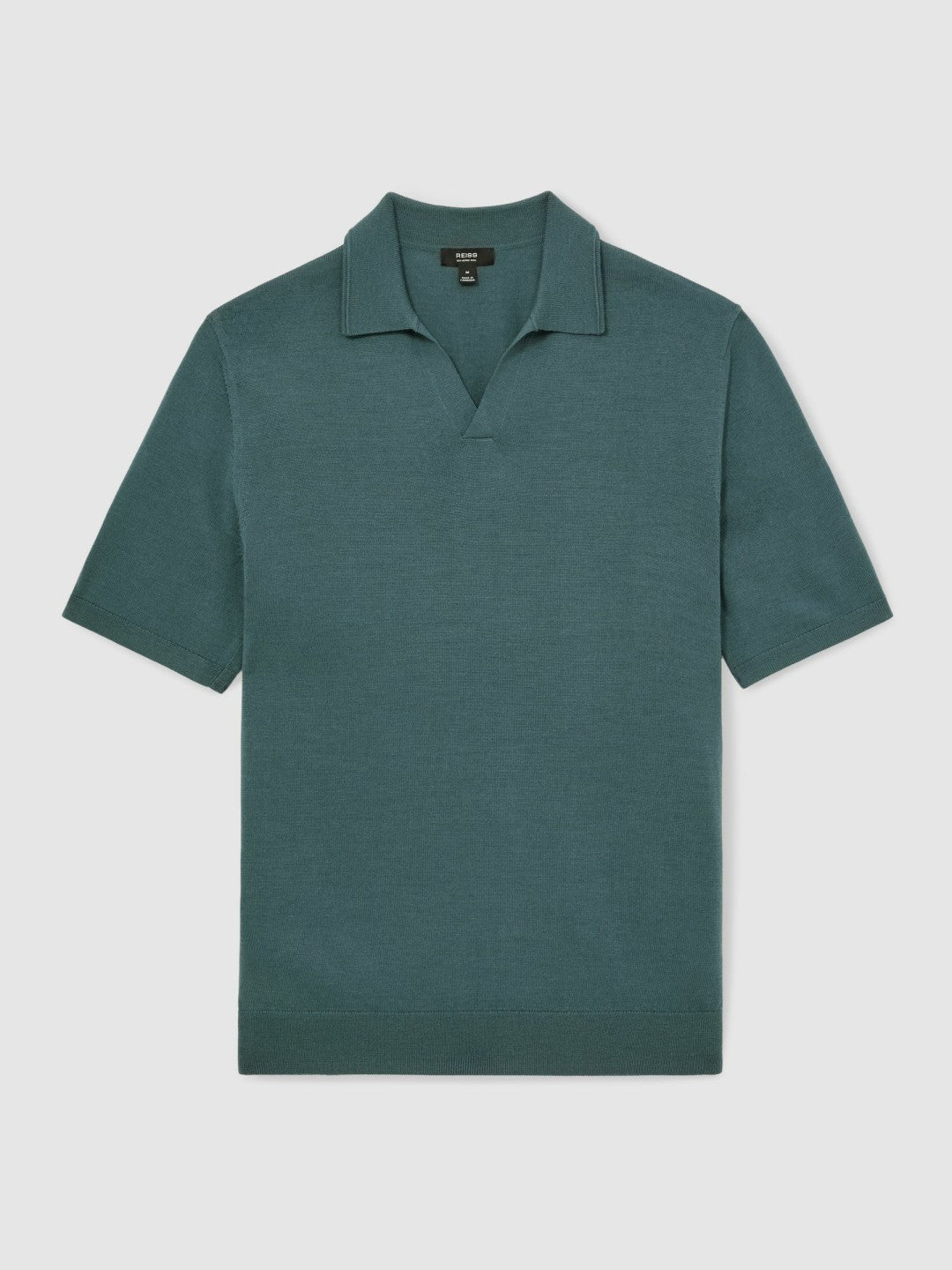 Merino Wool Open Collar Polo Shirt in Orion Blue | Reiss Men Exclusive