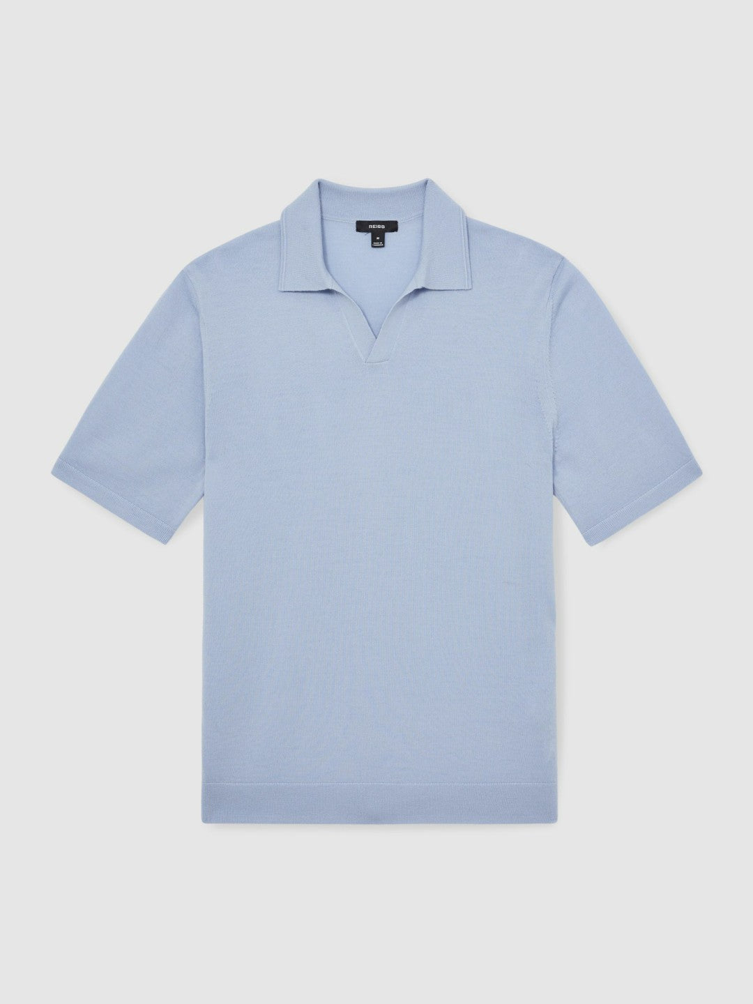 Merino Wool Open Collar Polo Shirt in Soft Blue | Reiss Men Popular