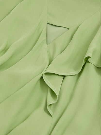 Ruffle-Detail Midi Dress in Green | Reiss Women Recommended