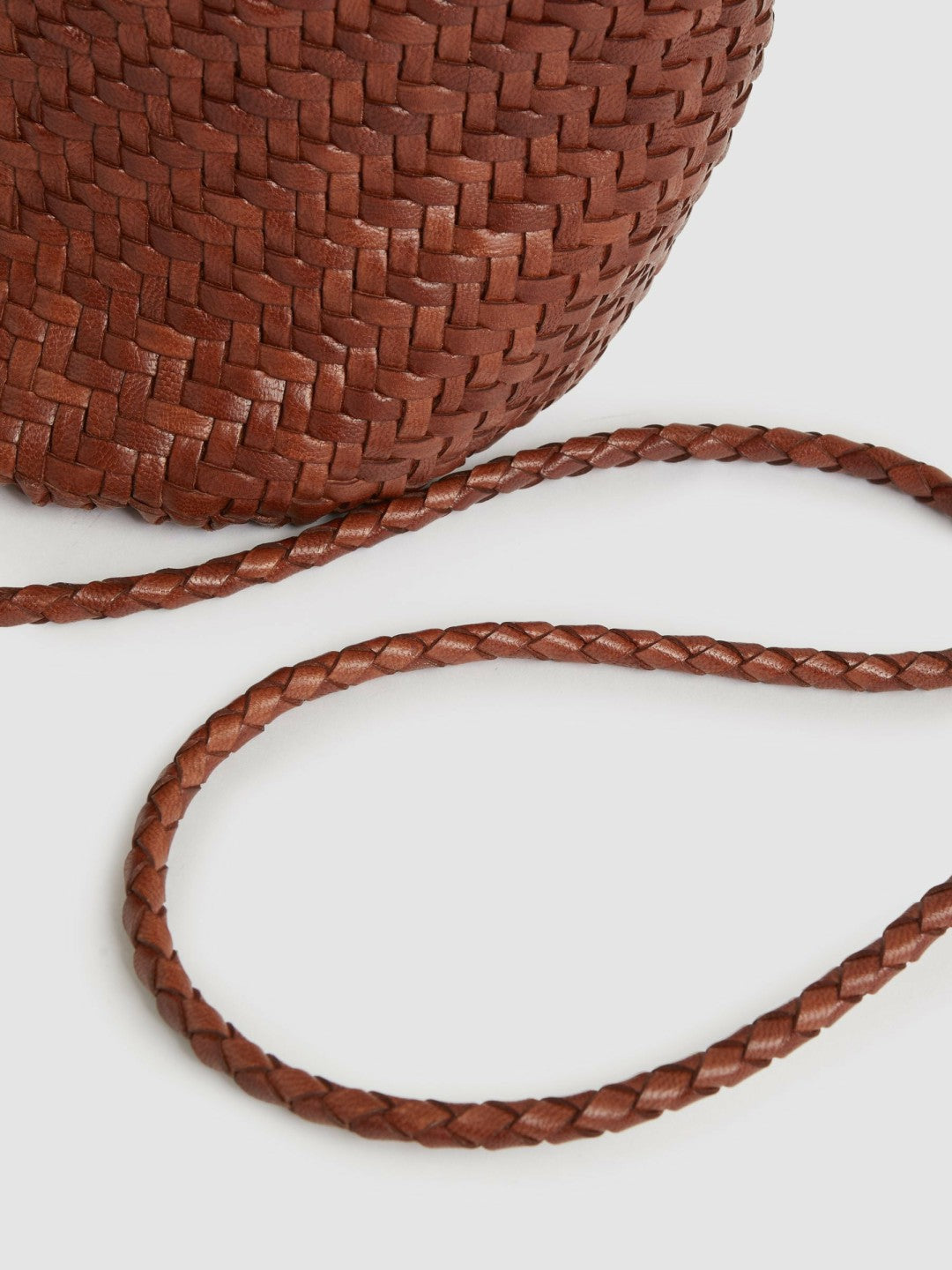 Leather Woven Mini Tote Bag in Tan | Reiss Women Best Seller
