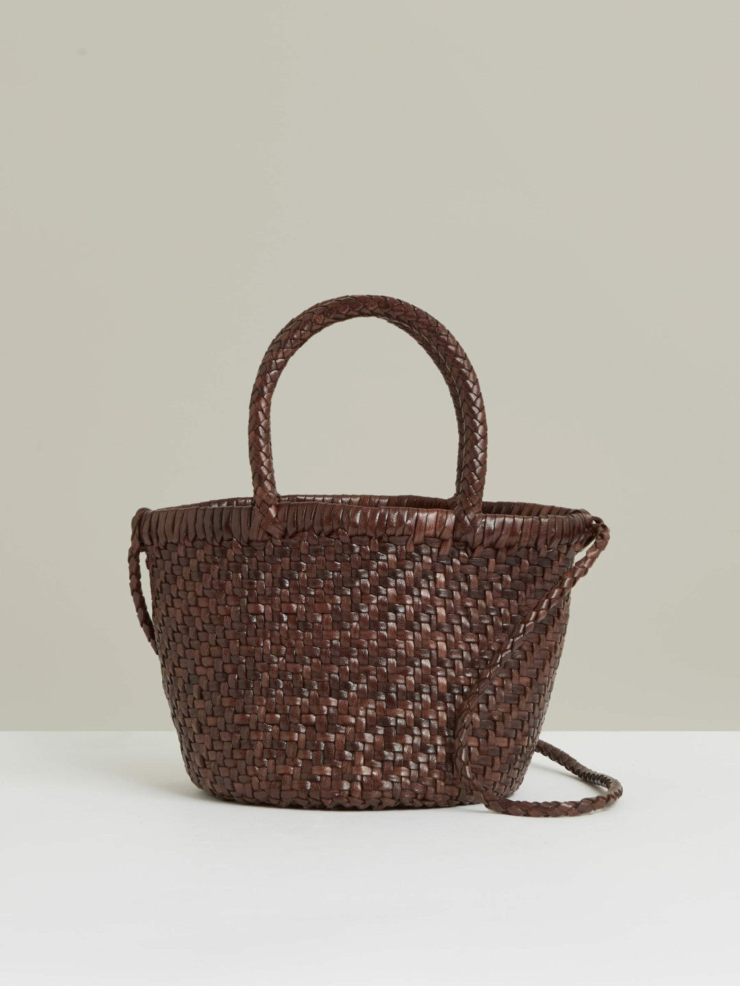 Leather Woven Mini Tote Bag in Chocolate | Reiss Women Signature