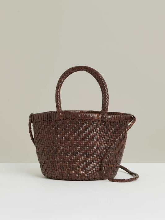 Leather Woven Mini Tote Bag in Chocolate | Reiss Women Signature
