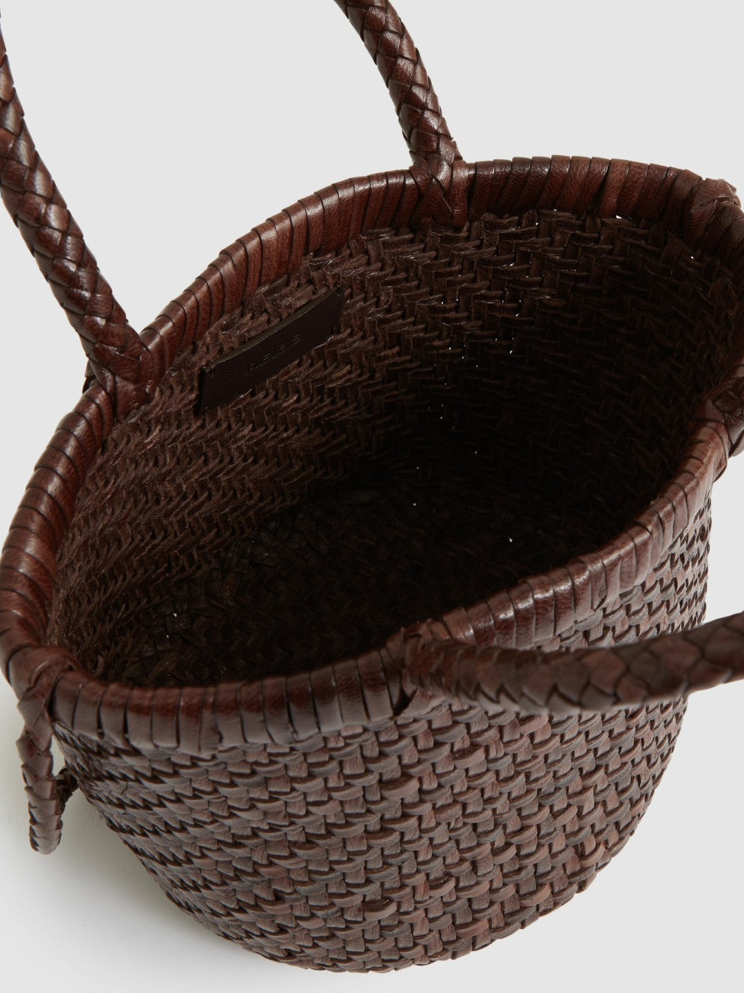 Leather Woven Mini Tote Bag in Chocolate | Reiss Women Signature