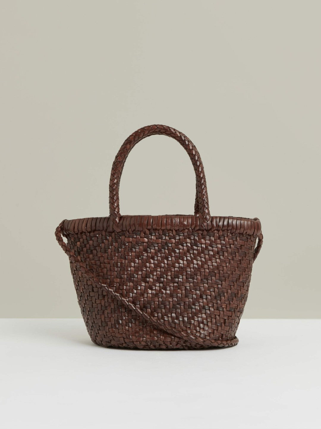 Leather Woven Mini Tote Bag in Chocolate | Reiss Women Signature