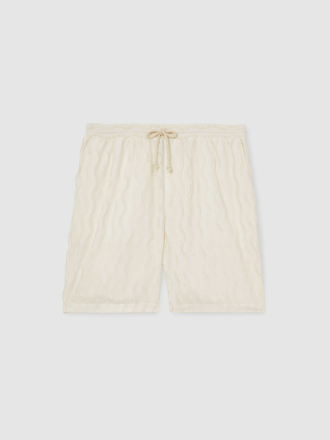 | Ché Fringed-Wave Shorts in Off White | Reiss Men Exclusive