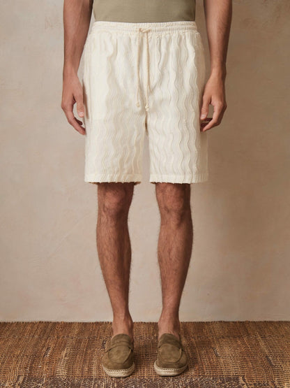 | Ché Fringed-Wave Shorts in Off White | Reiss Men Exclusive