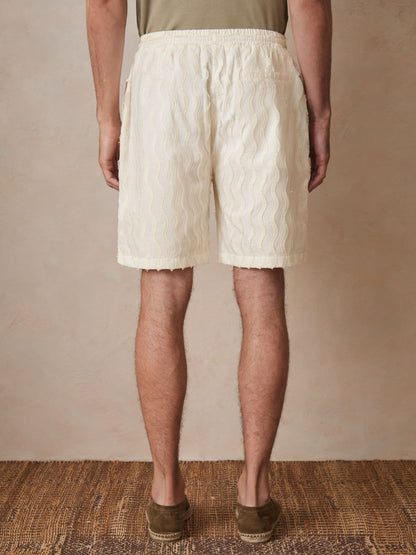 | Ché Fringed-Wave Shorts in Off White | Reiss Men Exclusive