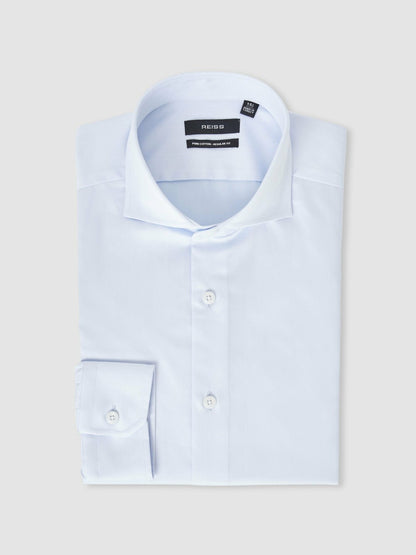 Slim Fit Slim-Fit Cotton Double-Cuff Shirt in Soft Blue | Reiss Men Recommended