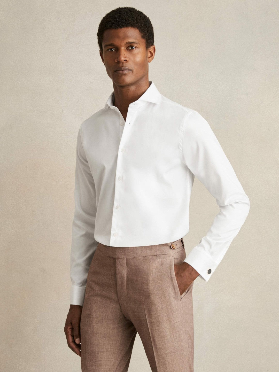 Double-Cuff Two-Fold Cotton Shirt in White | Reiss Men Signature