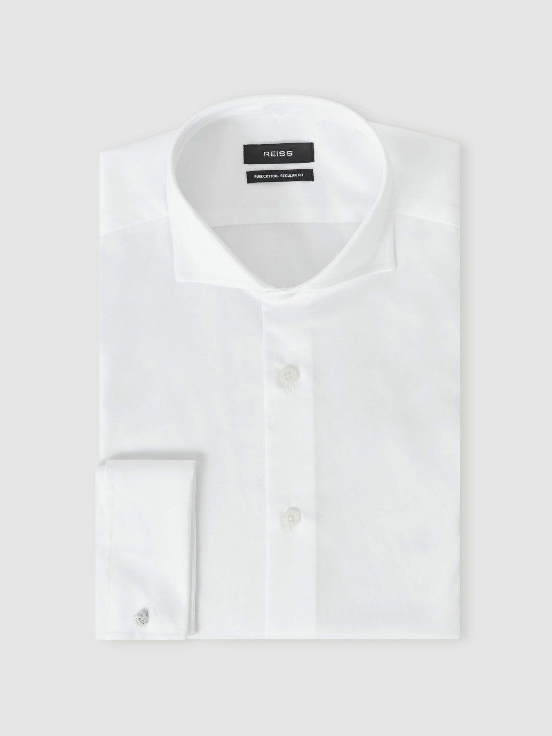 Double-Cuff Two-Fold Cotton Shirt in White | Reiss Men Signature