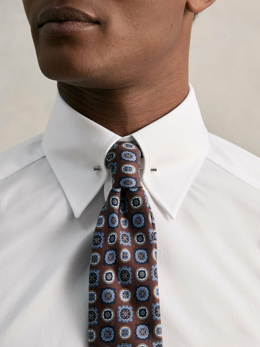 Slim Fit Cotton Pin Collar Shirt in White | Reiss Men New