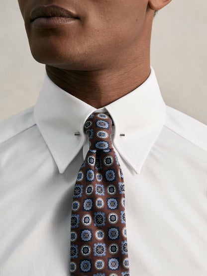 Slim Fit Cotton Pin Collar Shirt in White | Reiss Men New