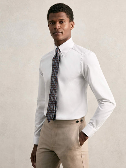 Slim Fit Cotton Pin Collar Shirt in White | Reiss Men New