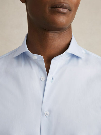 Regular Fit Slim-Fit Cotton Double-Cuff Shirt in Soft Blue | Reiss Men New