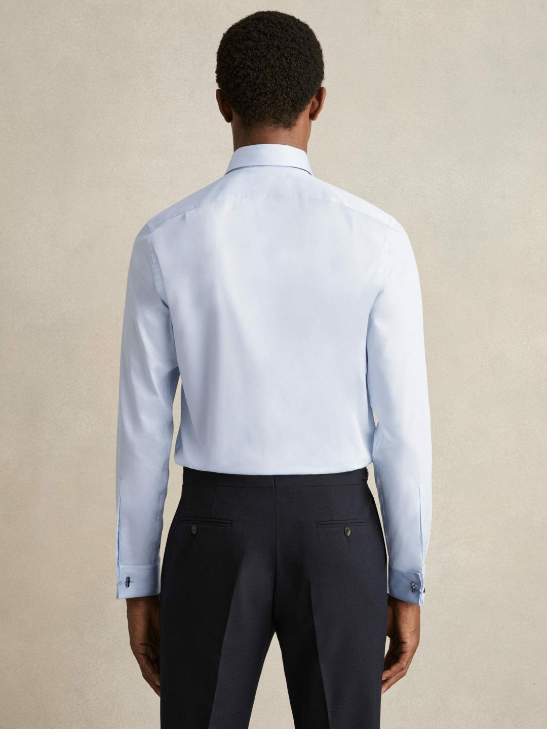 Regular Fit Slim-Fit Cotton Double-Cuff Shirt in Soft Blue | Reiss Men New