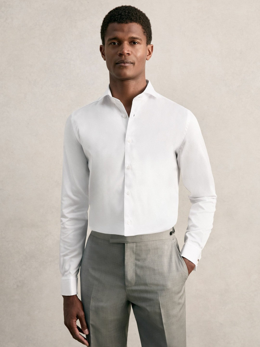 Slim Fit Slim-Fit Cotton Double-Cuff Shirt in White | Reiss Men Exclusive