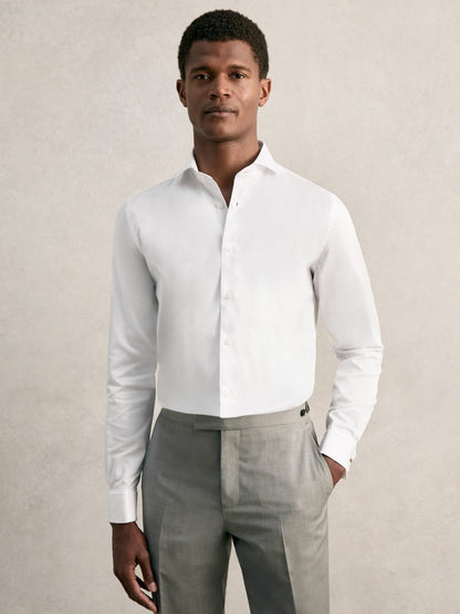 Slim Fit Slim-Fit Cotton Double-Cuff Shirt in White | Reiss Men Exclusive