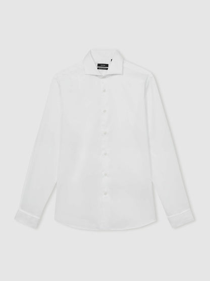 Slim Fit Slim-Fit Cotton Double-Cuff Shirt in White | Reiss Men Exclusive