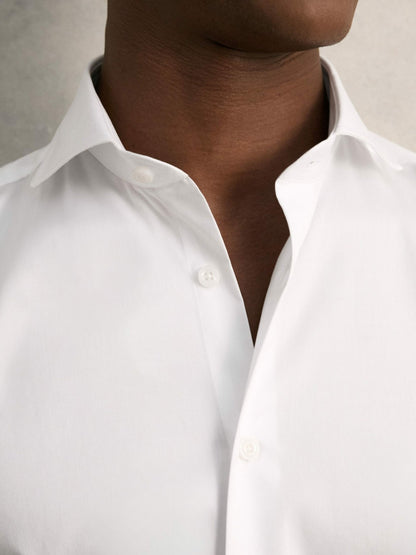 Slim Fit Slim-Fit Cotton Double-Cuff Shirt in White | Reiss Men Exclusive