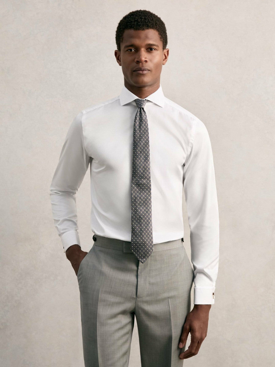 Slim Fit Slim-Fit Cotton Double-Cuff Shirt in White | Reiss Men Exclusive