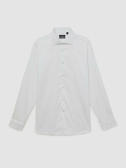 Regular Fit Slim-Fit Cotton-Sateen Shirt in White | Reiss Men New