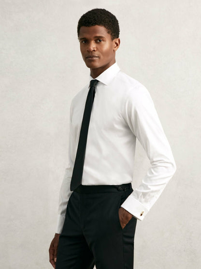 Regular Fit Slim-Fit Cotton-Sateen Shirt in White | Reiss Men New