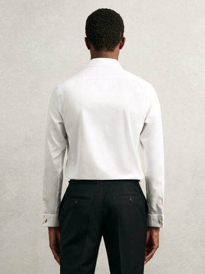 Regular Fit Slim-Fit Cotton-Sateen Shirt in White | Reiss Men New