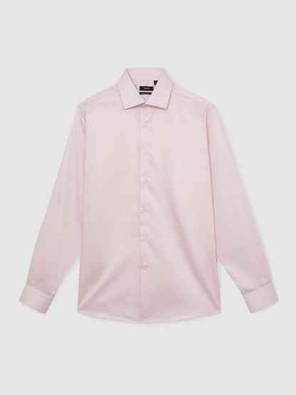 Regular Fit Cotton Sateen Shirt in Pink | Reiss Men Trending