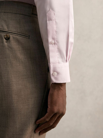 Regular Fit Cotton Sateen Shirt in Pink | Reiss Men Trending